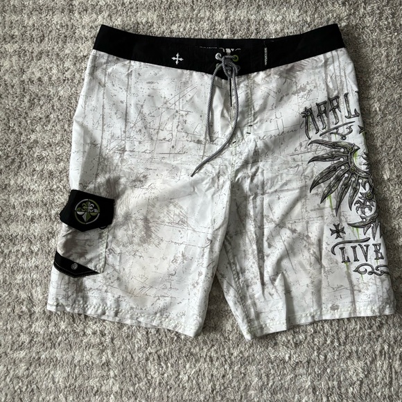 Affliction Other - Affliction Board Shorts Men’s 36 White Swim Trucks Surf Live Fast Cross